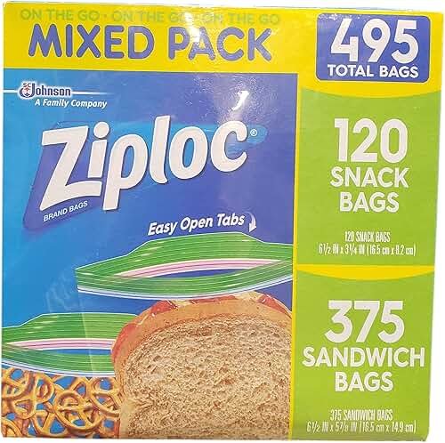 Ziploc 375 Sandwich 120 Snack Variety Pack (495 Count), 495 Count - Product Image