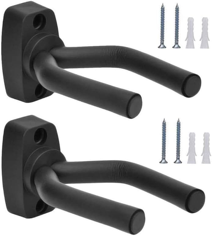 EastyGold Guitar Wall Hanger Stands Ukulele Wall Mount 2 Pack Violin Hook Keep Holder Display Rack Bracket for Most Guitar Bass Accessories - Product Image