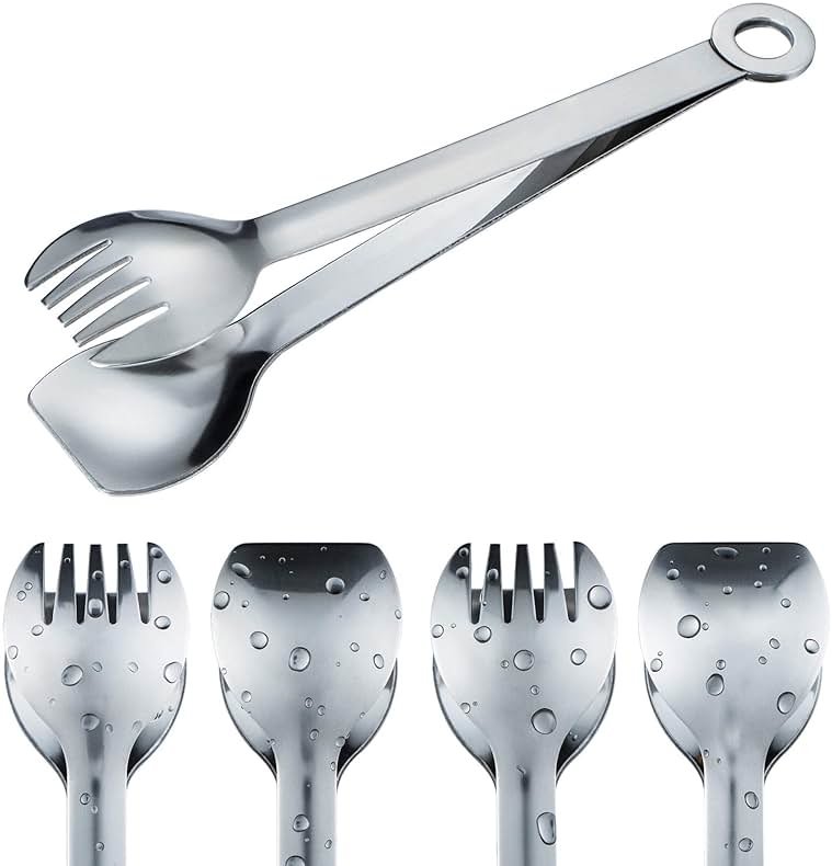Mini Appetizer Tongs Stainless Steel Set of 4, MSY BIGSUNNY Small Serving Tongs, 6 Inch(15.2cm, Silver) - Product Image