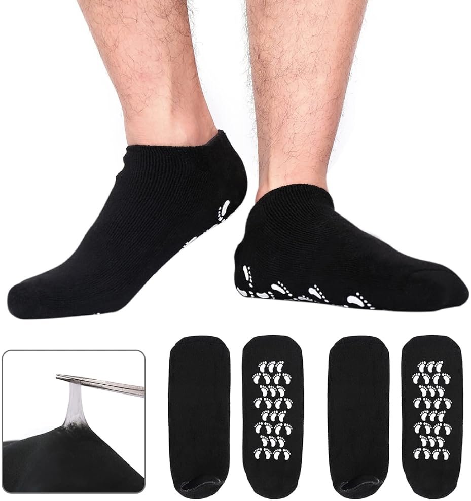 Codream Large Men's Moisturizing Gel Socks Men's Feet Care Ultimate Treatment for Dry Cracked Rough Skin on Feet Pack of 2 Pairs Black US Men 10-15 - Product Image