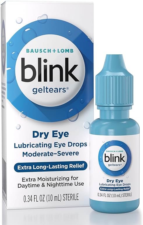 Blink GelTears Eye Drops for Dry Eyes, Moisturizing & Soothing for Moderate to Severe Dry Eyes, Instantly Soothes, Moisturizes & Provides Long-Lasting Hydration for Day & Night Relief, 0.34 Fl Oz - Product Image