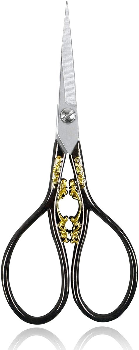 BIHRTC 4.33 Inches Vintage European Style Stainless Steel Auspicious Clouds Scissors for Needlework, Embroidery, Sewing, Craft, Art Work & Everyday Use (Black) - Product Image