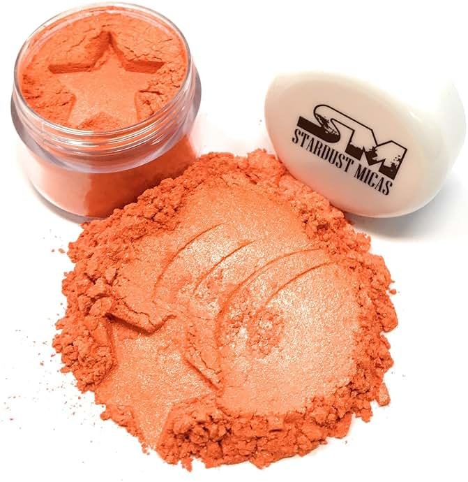 Stardust Micas Pigment Powder Cosmetic Grade Colorant for Makeup, Soap Making, Epoxy Resin, DIY Crafting Projects, Bright True Colors Stable Mica Batch Consistency (10 Gram Jar, Blood Orange) - Product Image