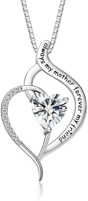 FANCYCD Forever Connected Mother & Son Necklace – Heart Pendant Gift for Mom, Sterling Silver Jewelry for Mother's Day or Birthday - Product Image