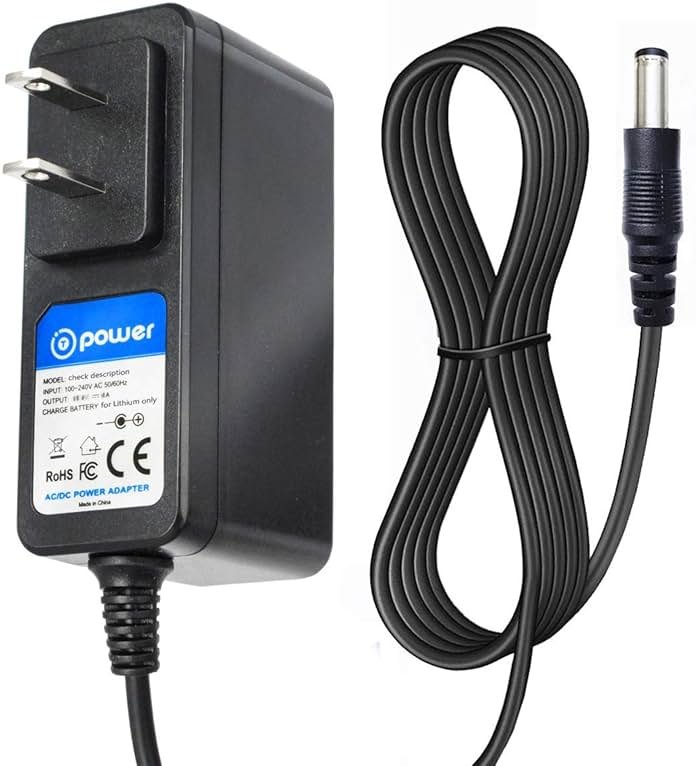 T POWER 12.6V Battery Charger for iDOO ID-EM002 IDEM002-N1 ID-EM002-WH-N1 11.1V 2500mAh 2600mAh Li-ion Battery Cordless Electric Spin Mop Floor Cleaner 14V 1A Power Supply Cord - Product Image