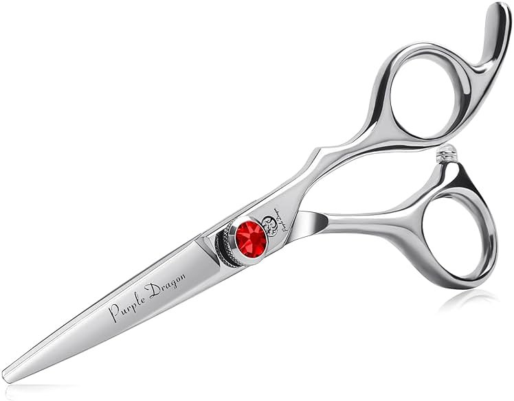 Purple Dragon 4.5/5.0 inch Silver Barber Hair Cutting Scissors/Shears with Bag- Perfect for Professional Hairstylist, Hairdresser (5.0 inch) - Product Image