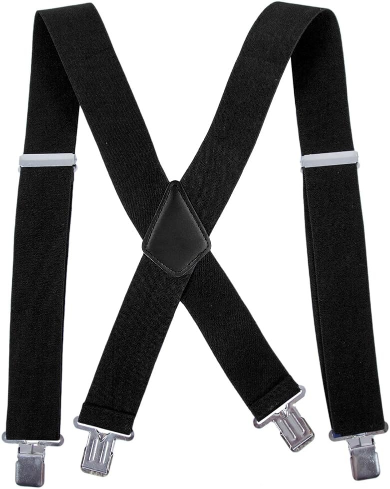 AWAYTR Men Utility Suspenders Adjustable Elastic - Heavy Duty 2 Inch Wide X Shape Strong Clip Suspender - Product Image