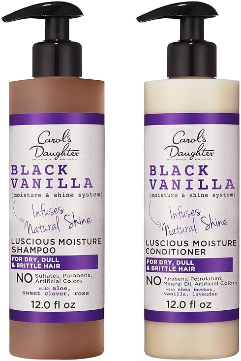Carol's Daughter Black Vanilla Sulfate Free Shampoo and Conditioner Set for Curly, Wavy or Natural Hair, Moisturizing Hair Care for Dry, Damaged Split Ends, 1 Kit - Product Image