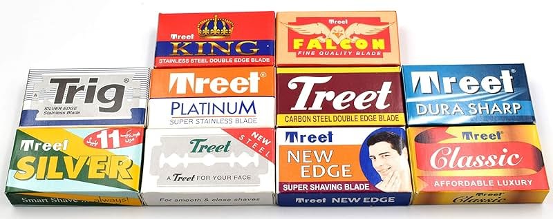 Razor Blades Club - 100 Quality Double Edge Razor Blades Sampler by Treet (10 different brands) - Product Image