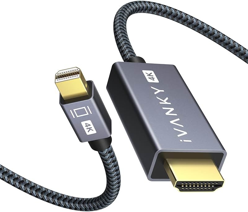 4K Mini DisplayPort to HDMI Cable, iVANKY 4K@30Hz Thunderbolt to HDMI Cable, [Alum Shell/Braided/Optimal Chip Solution], Mini DP to HDMI for MacBook Air/Pro, Surface Pro/Dock, Monitor, Projector - 6FT - Product Image