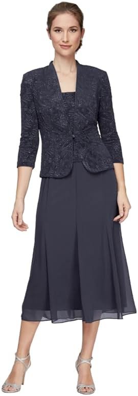 Alex Evenings Women's Tea Length Jacket Dress, Perfect for Weddings, Formal Events (Petite and Regular Sizes) - Product Image