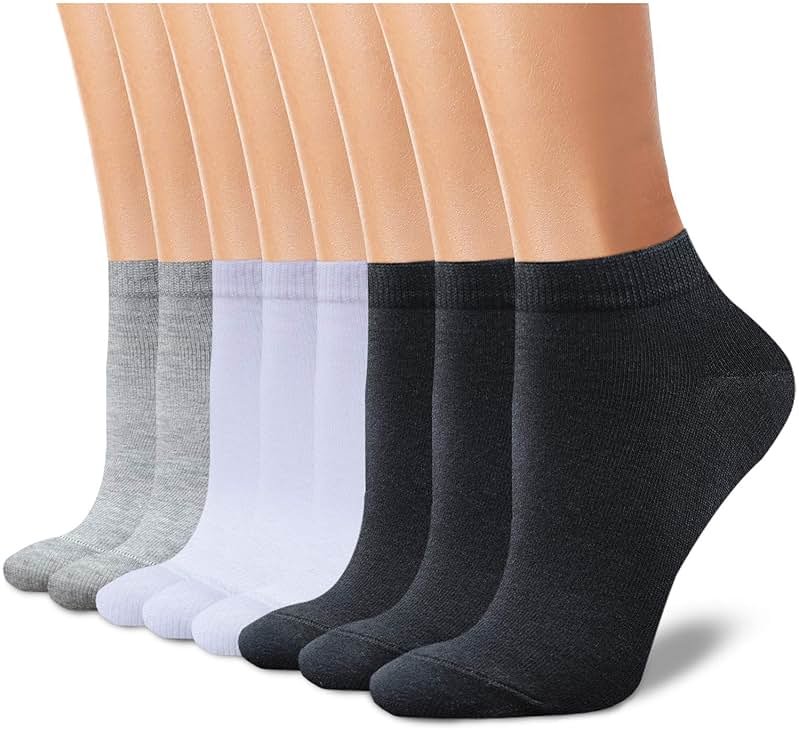 CHARKING 8 Pairs Ankle Socks for Women - Non Slip Cotton No Show Low Cut Casual Socks - Product Image