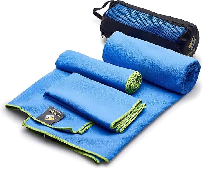 OlimpiaFit Quick Dry Towel - 3 Size Pack of Lightweight Microfiber Travel Towels w/Bag - Fast Drying Towel Set for Camping, Beach, Gym, Backpacking, Sports, Yoga & Swim Use - Product Image