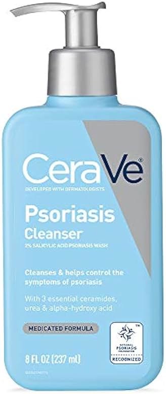 CeraVe Cleanser for Psoriasis Treatment, With Salicylic Acid for Dry Skin Itch Relief & Latic Acid for Exfoliation, Fragrance Free & Allergy Tested, 8 Ounce - Product Image