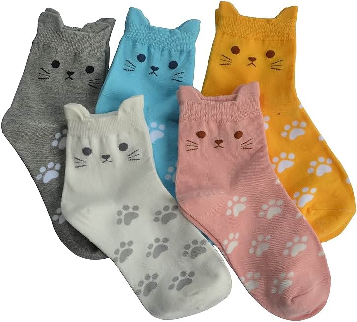 Jeasona Cute Cat Gifts for Women Animal Cat Socks Wife Mom Girlfriend Daughter - Product Image