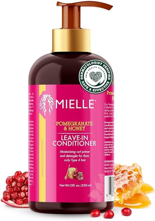 Mielle Organics Pomegranate & Honey Leave-In Conditioner for Curly Hair - Moisturizing Detangler & Curly Hair Treatment to Help Repair Damage, Prevent Frizz & Improve Shine, 12 Fl Oz - Product Image