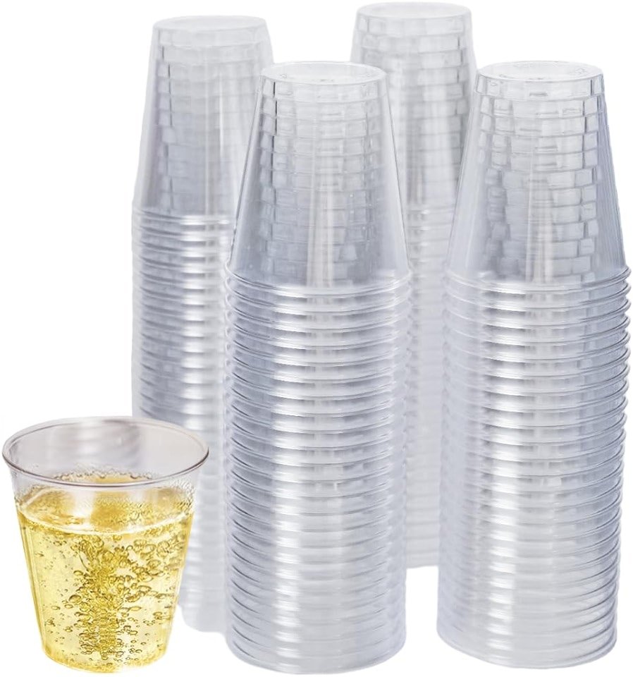 Craft And Party, 1oz 100 pcs Premium Clear Shot Glasses. Disposable Clear Cups for Wine Tasting, Vodka, Whiskey, jelly shot, sample Cups For Party and Gathering. (100, 1oz) - Product Image