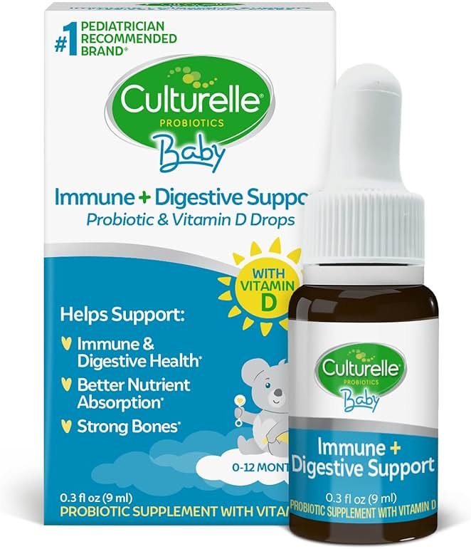 Culturelle Baby Probiotic Drops + Vitamin D, Immune & Digestive Health Support for Babies, Infants & Newborns 0-12 Months, 30 Day Supply, Gluten Free & Non-GMO, 9ml - Product Image