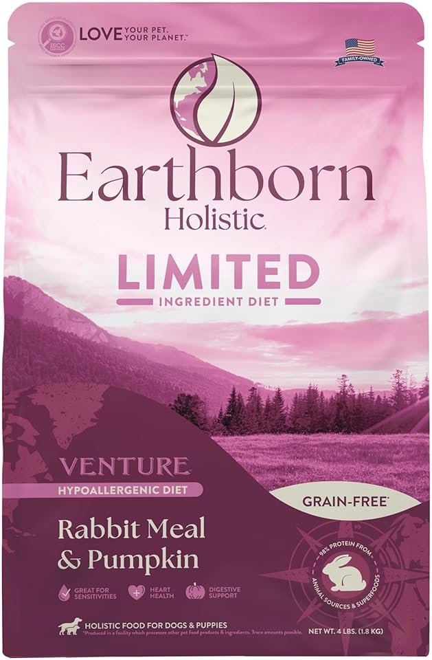 Earthborn Holistic Venture Rabbit Meal & Pumpkin Limited Ingredient Diet Grain Free Dry Dog Food, 4 lbs. - Product Image