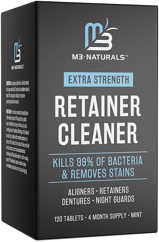 Retainer Cleanser Tablets Invisalign Cleaner, Removes Odors Discoloration Stains and Plaque 4 Month Supply Denture Cleansers Retainers Mouth Guards Denture Bath Mint by M3 - Product Image