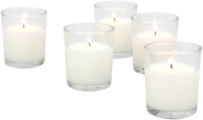 Stonebriar 12 Hour Long Burning Unscented Wax Filled Votive Holders, 48 Pack, White - Product Image