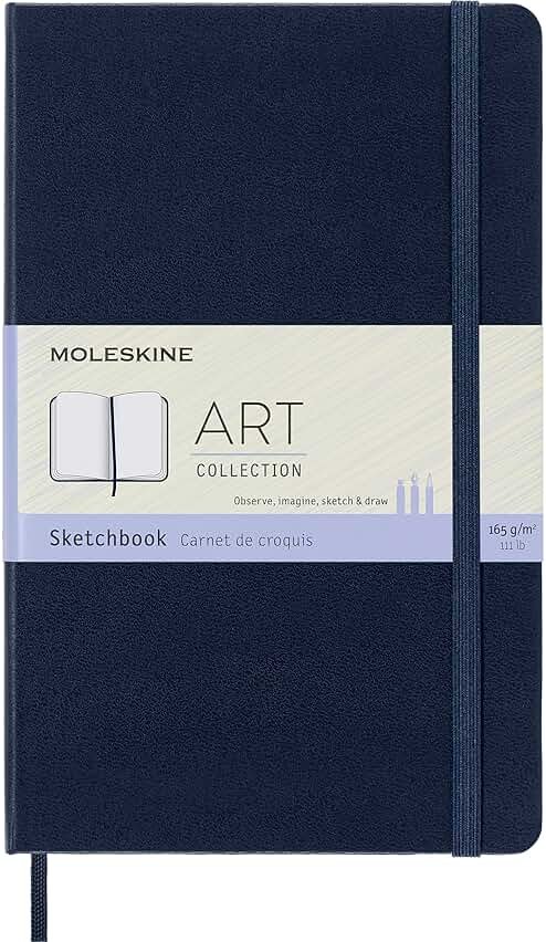 Moleskine Art Sketchbook, Hard Cover, Large (5" x 8.25") Plain/Blank, Sapphire Blue, 104 Pages - Product Image