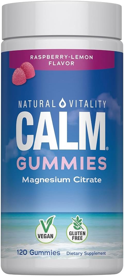 Natural Vitality Calm Magnesium Gummies | 330mg Per Serving | Raspberry Lemon Flavored Supplement | Gluten-Free & Vegan | 120 Count - Product Image