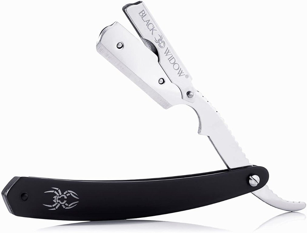 Black Widow Professional Straight Edge Razor Kit with 10 Blades – Stainless Steel Barber Razor for Men’s Shaving, Classic Barbero Shaver for Smooth, Precise, and Comfortable Shaves - Product Image
