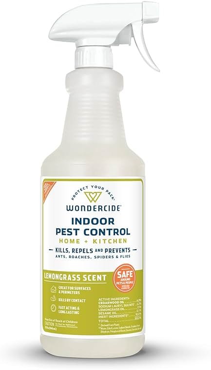Wondercide - Indoor Pest Control Spray for Home and Kitchen - Ant, Roach, Spider, Fly, Flea, Bug Killer and Insect Repellent - with Natural Essential Oils - Pet and Family Safe — Lemongrass 32 oz - Product Image