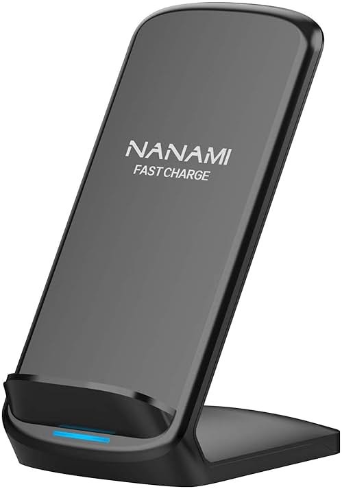 NANAMI Upgraded Fast Wireless Charger, Wireless Charging Stand Compatible with Samsung Galaxy S26/S26+/S25/S24/S23/S22/S21 & Phone Charger Dock for iPhone 17/17 Air/16/16 Plus/16 Pro/15/14/13/12 - Product Image