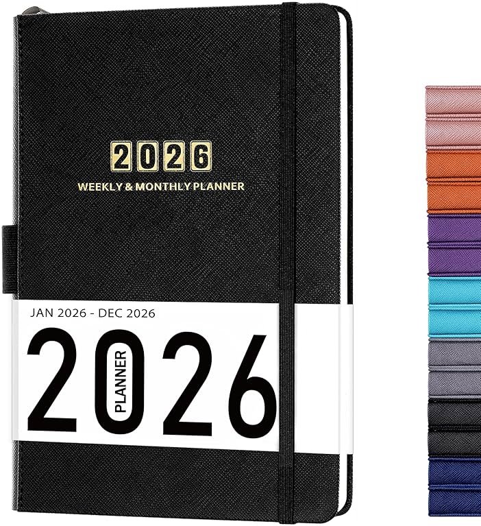 Planner 2026-2027 - Jul. 2026 - June. 2027, 2026-2027 Planner, 12-Months 26-27 Planners Weekly and Monthly, 5.75" x 8.25", Saffiano Leather with Thick Paper, Back Pocket with Notes Pages - Product Image