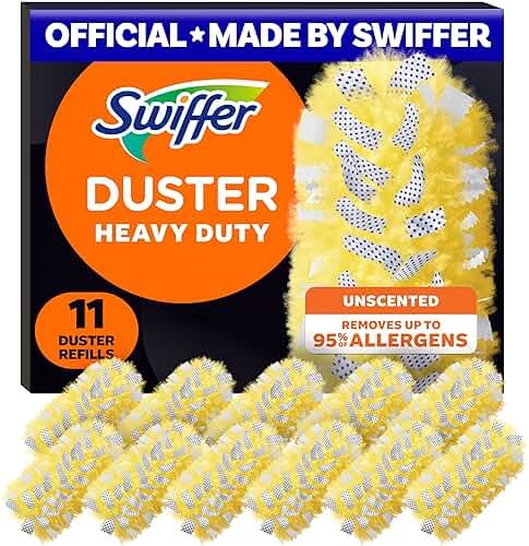 Swiffer Dusters Refill for Cleaning, Feather & Microfiber Duster Disposable Alternative, For Dusting Furniture, Blinds, Ceiling Fans, Walls, Helps Remove Allergens, Heavy Duty, Unscented, 11ct - Product Image