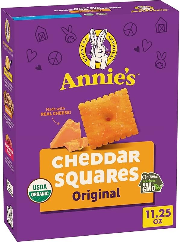 Annie's Organic Original Cheddar Squares Baked Snack Crackers, Made with Real Cheese, 11.25 oz - Product Image