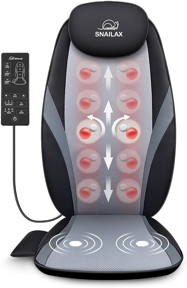 Snailax 2026 Upgraded Shiatsu Roller Back Massager with Heat Massage Chair Pad Kneading Back Massager for Pain Relief Deep Tissue Chair Massage Pad for Office Home Gift Fathers - Product Image