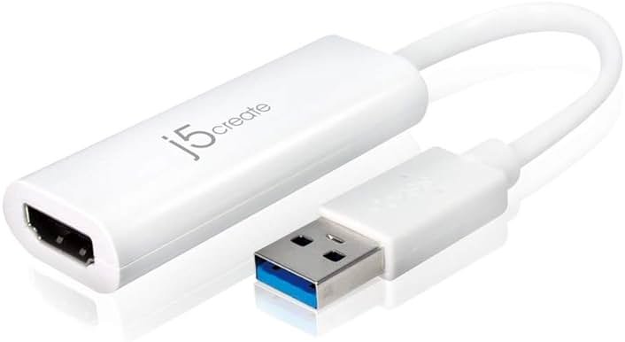 j5create USB to HDMI Multi-Monitor Adapter Supports 1080p 2048 x 1152 @ 32 bits | USB 3.0 with 2.0 Support | Adapter is Compatible with Both Mac & Windows (JUA254) - Product Image