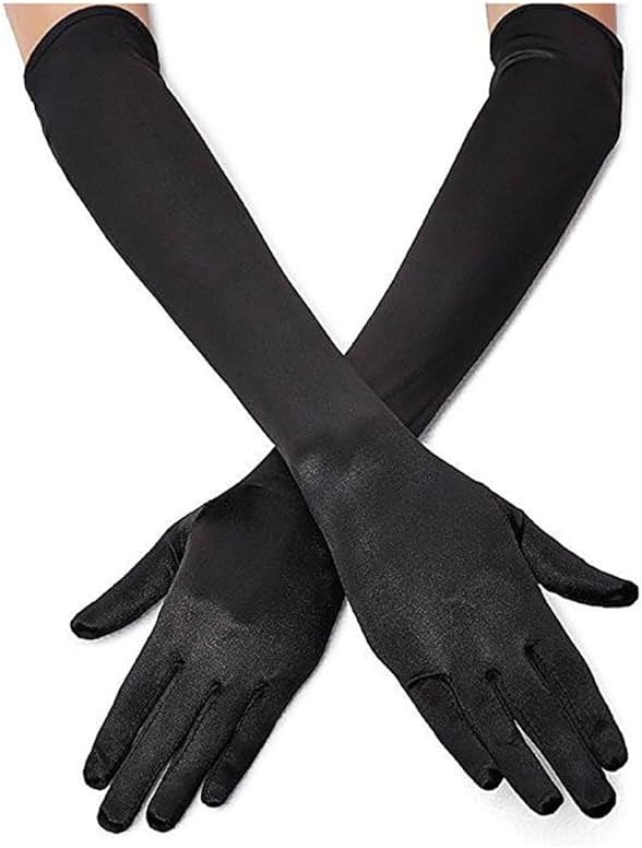 Lansian Long Opera Party Gloves for Women 1920s 20s Satin Gloves Costumes Elbow Length Bridal Evening Dress, 21 inches - Product Image
