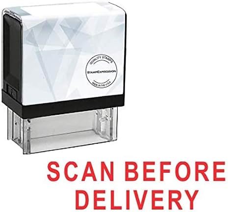 StampExpression - SCAN Before DELIVERY Office Self Inking Rubber Stamp - Red Ink (A-5400) - Product Image