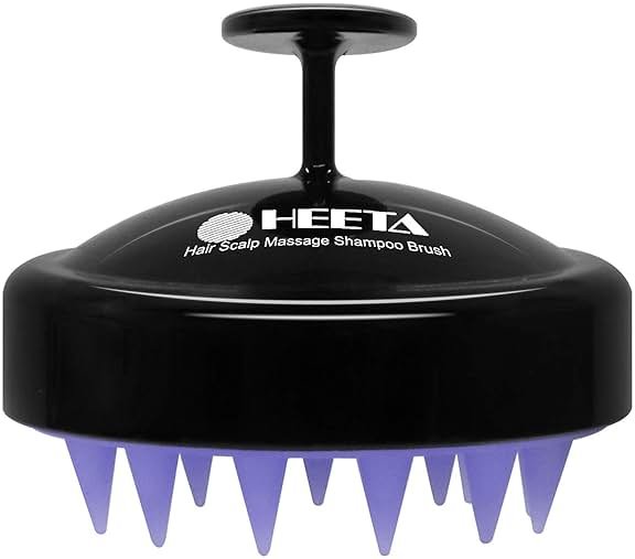 HEETA Scalp Massager Hair Growth, Soft Silicone Scalp Scrubber Shampoo Brush for Exfoliation, Dandruff Removal Head Massage Stress Relax, Wet & Dry Use for Thick Thin Curly Hair Care, Black - Product Image