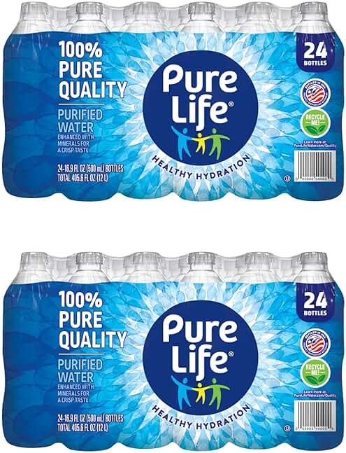 Pure Life Purified Water, 16.9 oz. Bottles, 2 Cases (24 Bottles) - Product Image