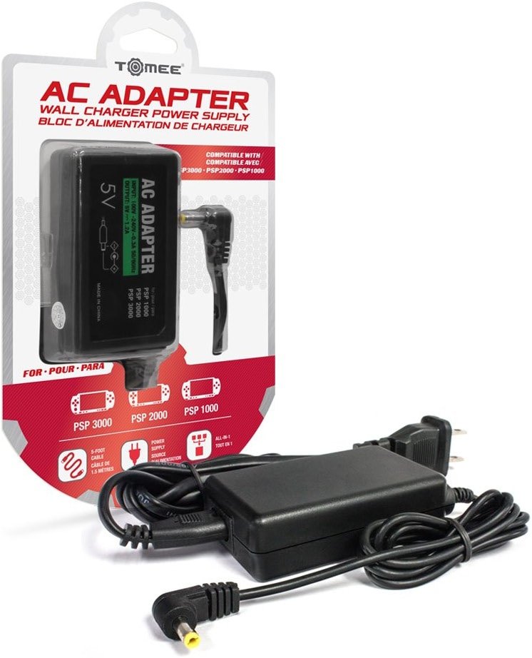 Tomee AC Adapter for Sony PSP 1000/2000/3000 – PSP Charger, Replacement Power Cord, Universal Travel-Friendly Power Supply - Product Image
