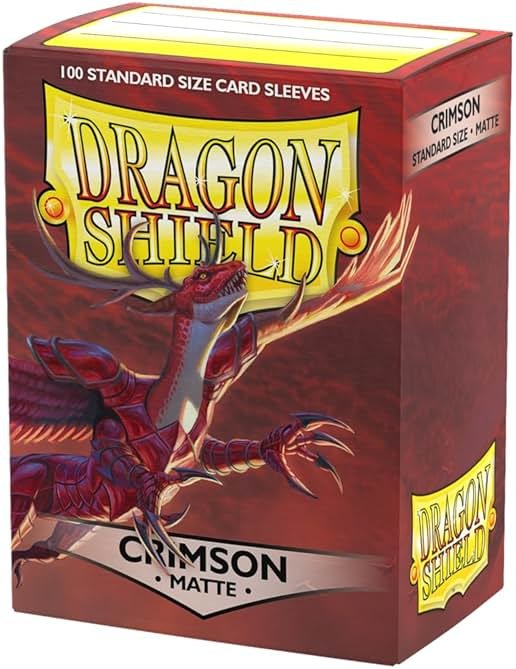 Dragon Shield | Standard Size Card Matte Sleeves | 100 CT - Smooth & Tough Premium TCG Sleeves | Compatible with Pokemon, Flesh & Blood, One Piece & Magic the Gathering | Crimson - Matte - Product Image