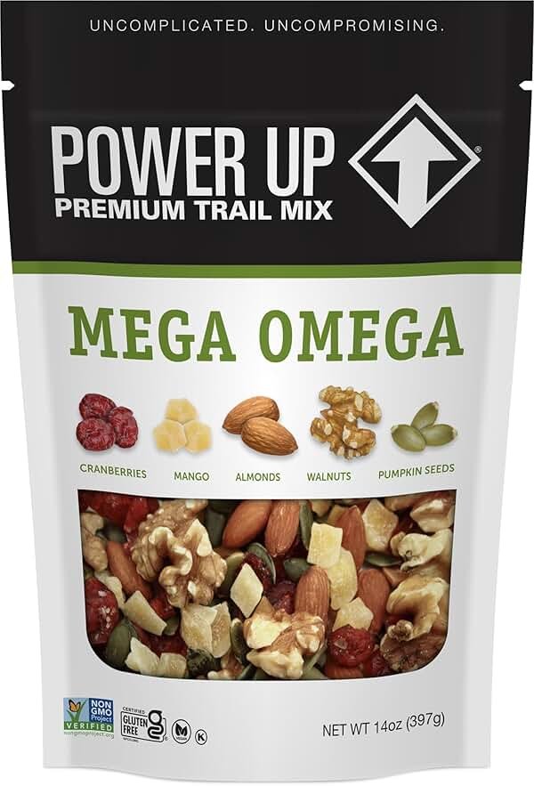 Power Up Trail Mix, Mega Omega Trail Mix, Non-GMO, Vegan, Gluten Free, No Artificial Ingredients, Gourmet Nut, 14 Ounce Bag - Product Image