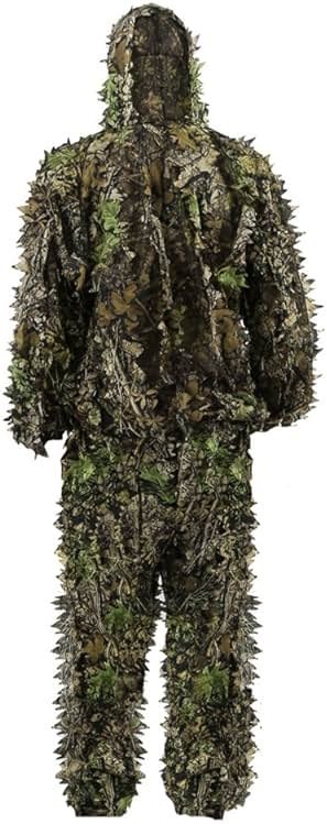 PELLOR Outdoor Camo Ghillie Suits, 3D Leafy Hooded Hunting Airsoft Camouflage Gillies Suits for Kids & Adults - Product Image