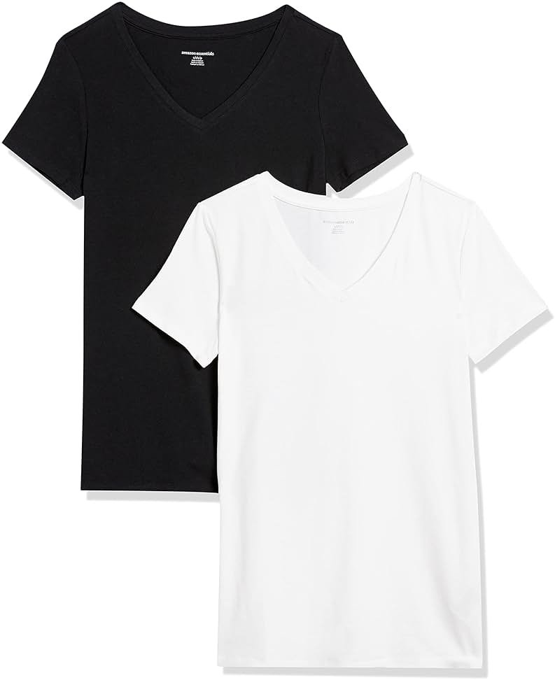 Amazon Essentials Women's Regular-Fit Short-Sleeve V-Neck T-Shirt, Multipacks - Product Image