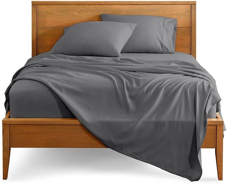 Bare Home Queen Sheet Set - 1800 Ultra-Soft Microfiber Queen Bed Sheets - Double Brushed - Deep Pockets - Easy Fit - 4 Piece Set - Bedding Sheets & Pillowcases (Queen, Grey) - Product Image