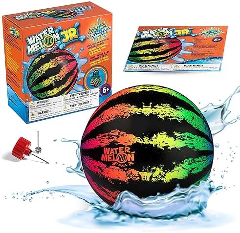 Watermelon Ball JR Durable Fillable Pool Toy for Underwater Games - Football, Basketball & Rugby - Perfect for Water Parties - Fun for Adults & Kids Alike - Ages 6+, 6.5" Multicolor - Product Image