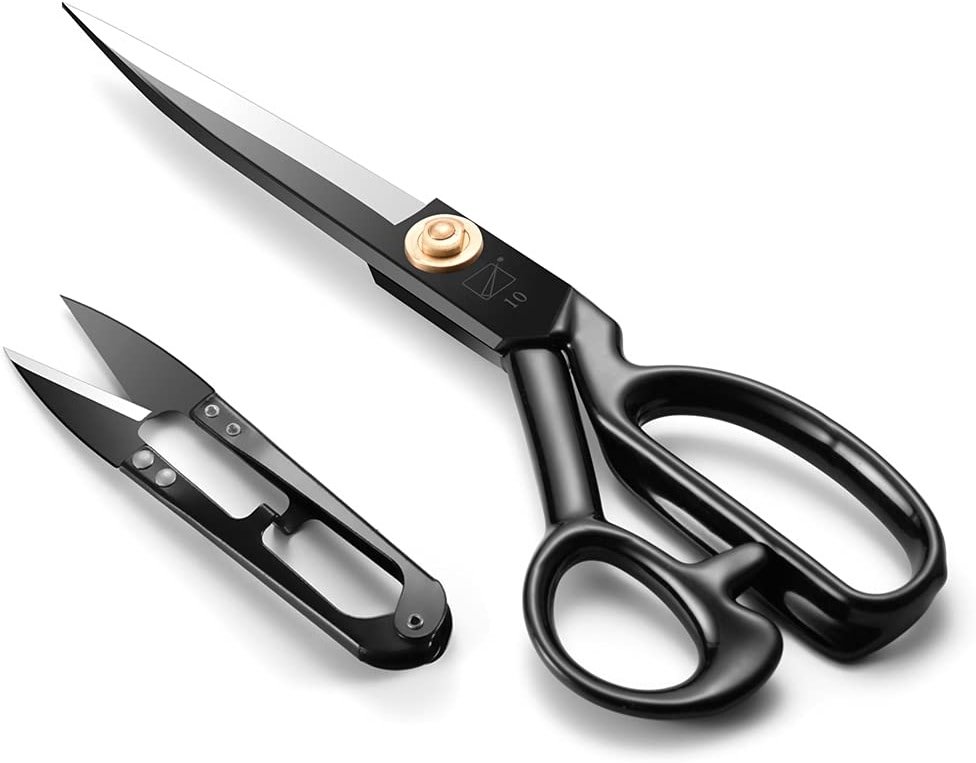 Sewing Scissors, Professional 10 Inch Fabric Dressmaking Scissors Heavy Duty Shears Sharp Cutting for Crafting, Leather, Dressmaking, Tailoring, Altering(10 Inch Black, Right-Handed) - Product Image