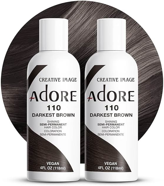 Adore Semi Permanent Hair Color (110 Darkest Brown) (2 Pack) | Vegan & Cruelty-Free Brown Hair Dye | No Ammonia, No Peroxide, No Alcohol | 4 Fl Oz - Product Image