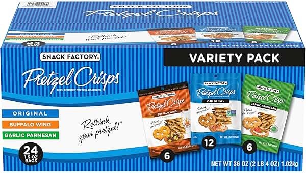 Snack Factory Pretzel Crisps Variety Pack, Individual 1.5 Ounce (Pack of 24) - Product Image