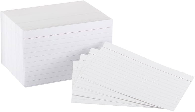 Amazon Basics Heavy Weight Ruled Index Cards for Studying and Note Taking, White, 3" x 5", 300 Count (Pack of 3) - Product Image